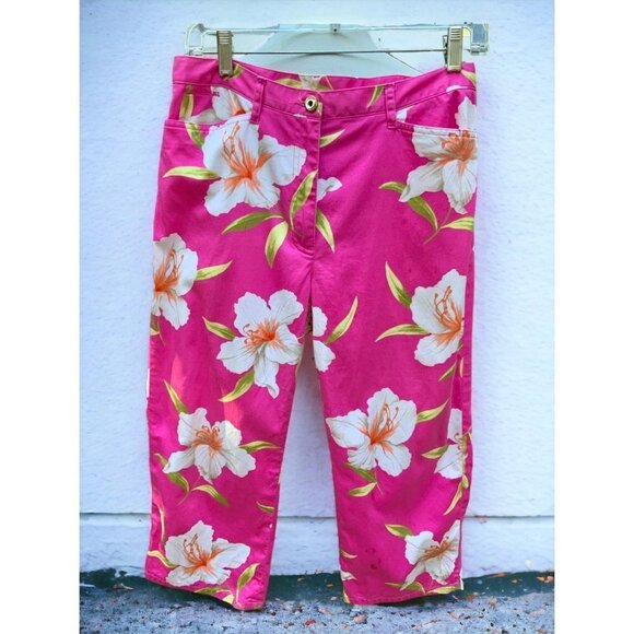 LAUREN RALPH LAUREN LADIES PINK FLORAL FLAT FRONT STRAIGHT LEGT PANTS SIZE 8 - Picture 6 of 7